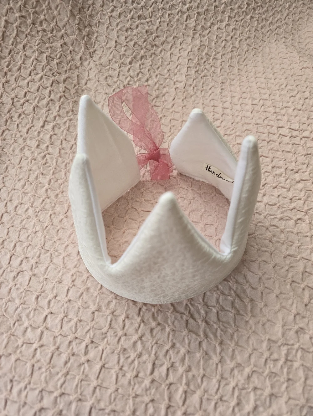 NEW Handmade White Fabric Baby Girl Birthday Crown
